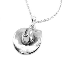Sterling Silver Cowboy Hat Charm Pendant Necklace, 18"