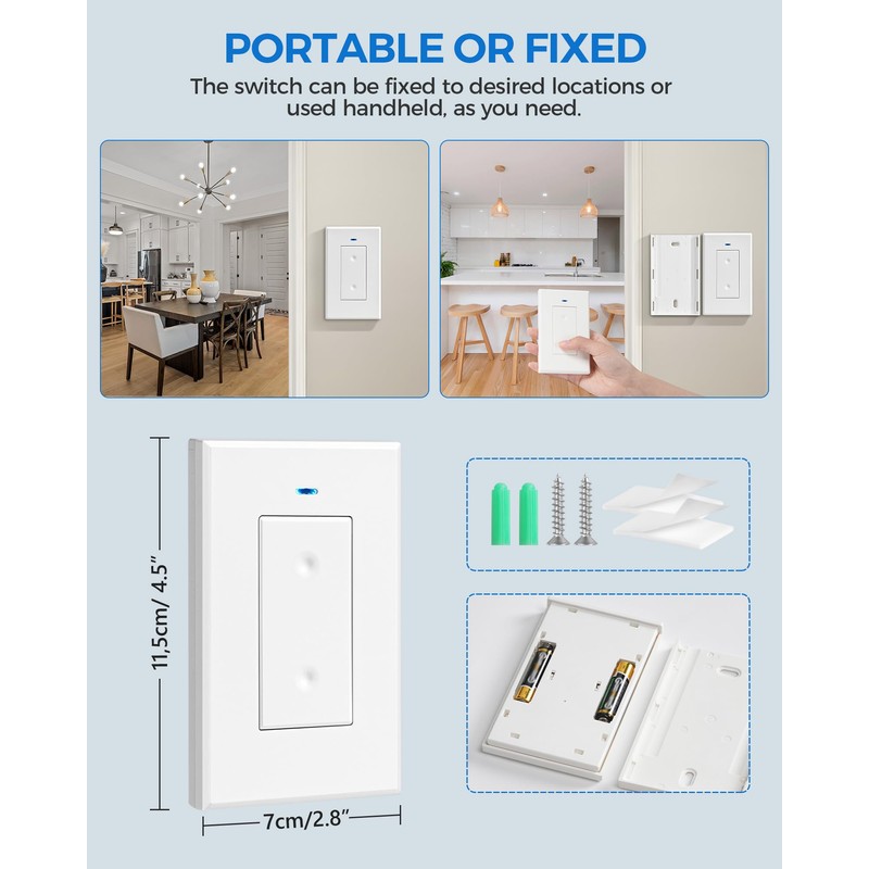 3 Way Wireless Light Switch and Receiver Kit, WILAWELS Wireless