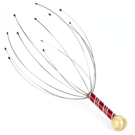Spider Head Massage - for Relaxed and Healthy Scalp with Scalp Nubs on the Metal Arms (Red)