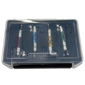 4 illuminated Bite Indicators in case. Coloured Glass Red, Yellow, Green & Blue. Carp & Coarse Fishing Tackle
