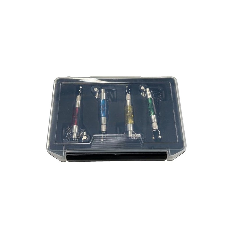 4 illuminated Bite Indicators in case. Coloured Glass Red, Yellow,