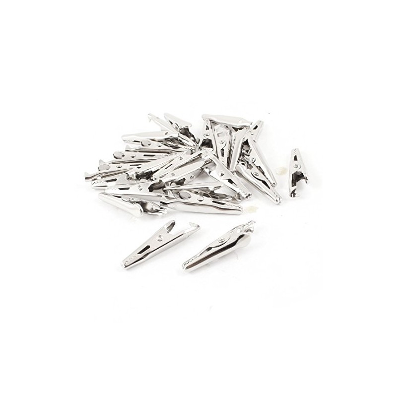 Honbay 25Pcs Silver Tone Alligator Clips Test Lead Crocodile Clamps