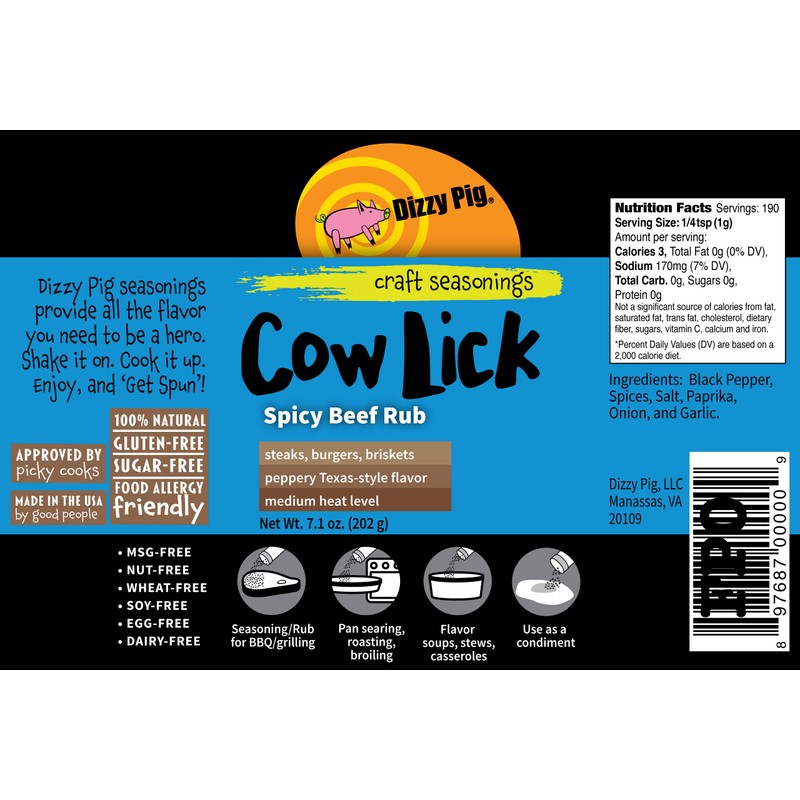 Dizzy Pig Cow Lick Texas-Style Spicy Beef Seasoning Rub (8oz