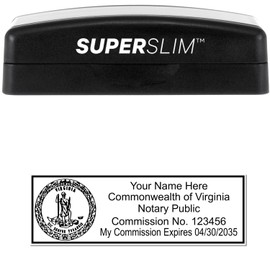 Super Slim Pre-Inked Rectangular Virginia Notary Stamp, Sleek and Compact, 7/8" x 2-1/4" Imprint Size, 5 Ink Colors, Portable Notary Public Stamp Virginia, VA Notary