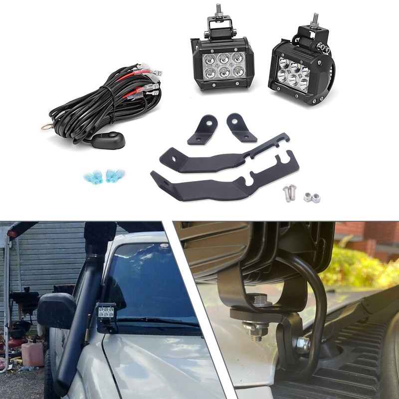 2x 3'' LED Spot Work Light & Upper Hood Ditch