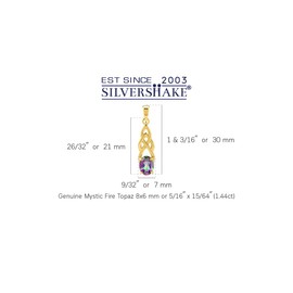 Silvershake 1.44 CTW 8X6mm Genuine Oval Shape Mystic Fire Rainbow Topaz 18K Yellow Gold Plated 925 Sterling Silver Celtic Knot Weave Gemstone Pendant