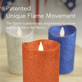 Softflame Real Wax Flameless LED Candles with Remote Control, 3"x 5"Flickering 3D Moving Flame Battery Operated Candles for Indoor Use, Home Decor Glitter Copper