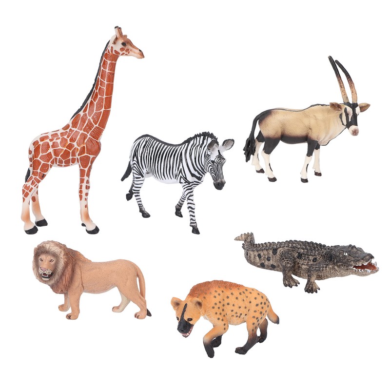 6Pcs Animals Toys Set Simulation Vivid Wild Jungle Zoo Plastic