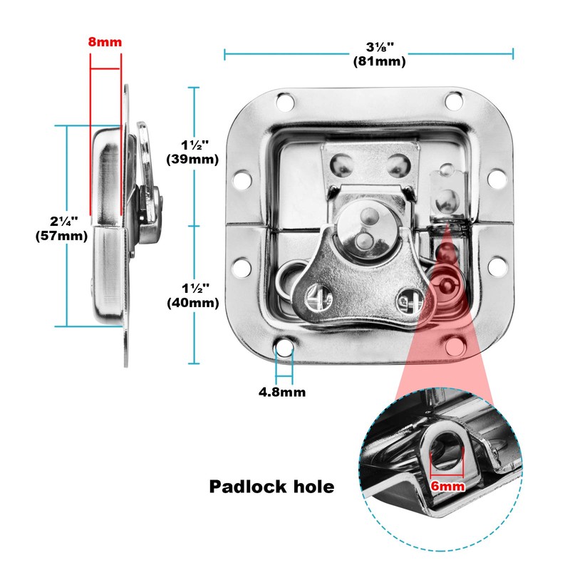 GBGS 8 Pcs Spring Loaded Recessed Flight Case Latch,Butterfly Twist