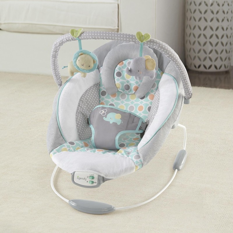 Ingenuity Soothing Baby Bouncer Infant Seat with Vibrations, -Toy Bar