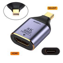 cablecc Mini DisplayPort 1.4 Source to HDMI 2.0 Display 8K 60hz UHD 4K Mini-DP to HDMI Male Monitor Adapter Connector