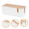 KICHOUSE Cable Storage Box Bamboo Lid Power Line Manager for