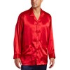 Intimo Men's Satin Pajama Sleep Top with Pockets, Red, Medium