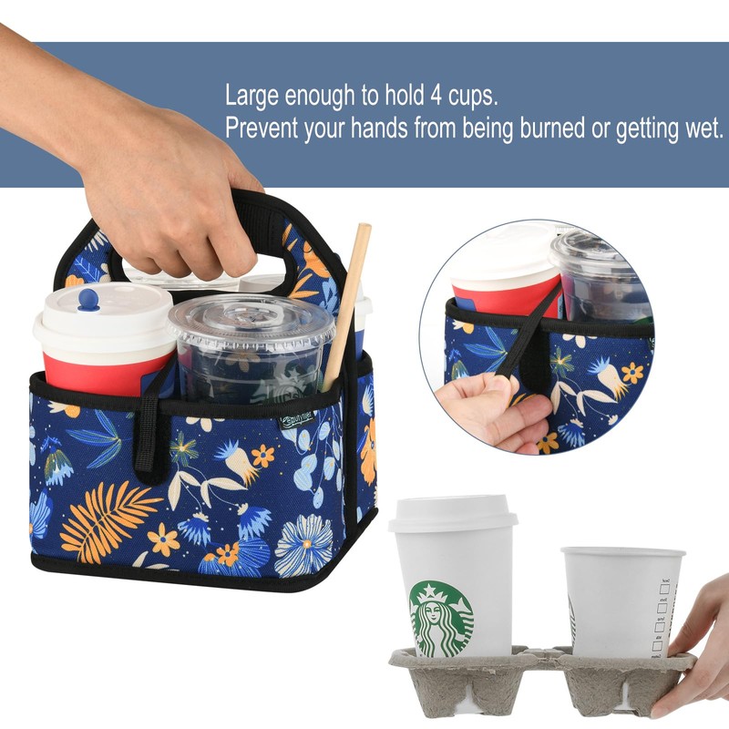 Beautyflier Reusable Insulated Coffee Cup Carrier, Portable Drink Holder with