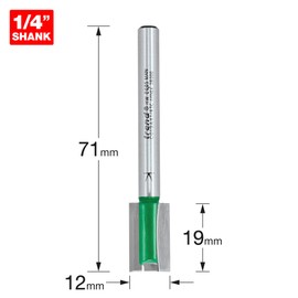 Trend CraftPro Straight Two Flute Router Cutter Bit, 1/4 Inch Shank, 12mm Cut Diameter & 19mm Cut Length, Tungsten Carbide Tipped, C019AX1/4TC