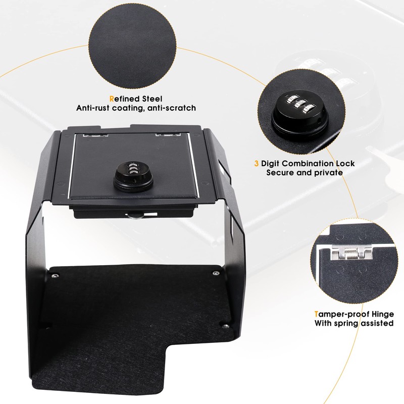 BESTAOO Center Console Safe Gun Box Armrest Lock Security Storage