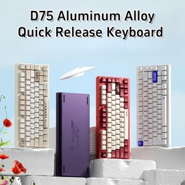 BOYI Lucky75 Aluminum CNC Quick Release Mechanical Keyboard,BT5.0/2.4G/Type-C Tri-Mode Custom RGB Hot Swappable 75% Gasket Mounted Mechanical Keyboard NKRO Gaming Keyboard for PC/Tablet(White)