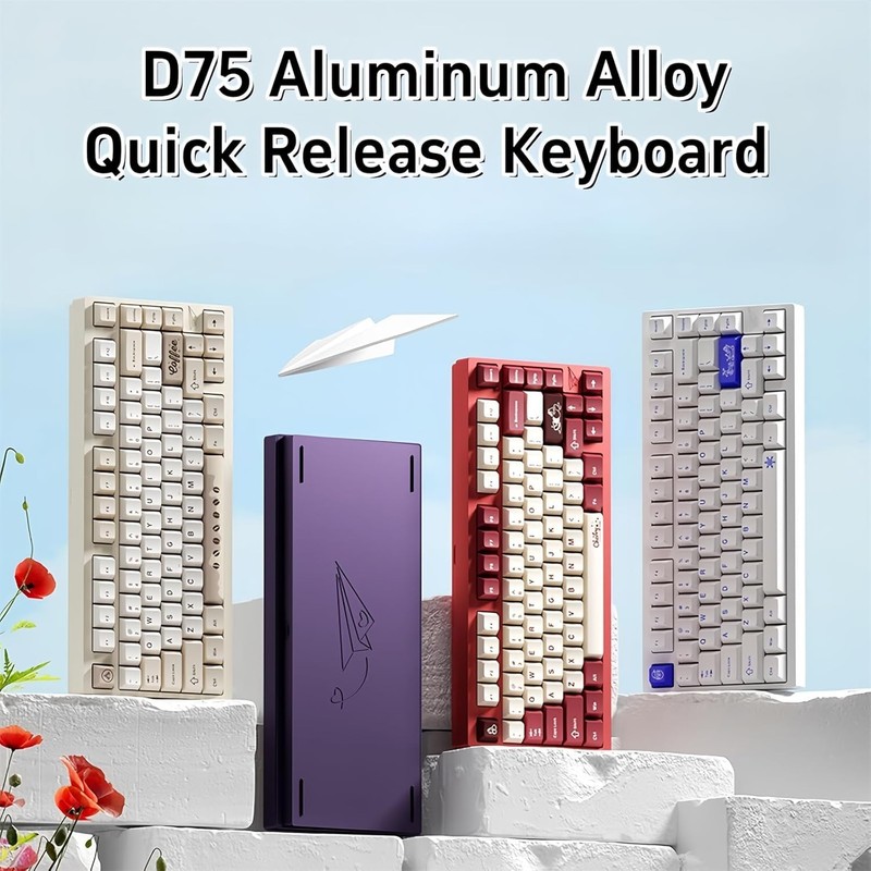 BOYI Lucky75 Aluminum CNC Quick Release Mechanical Keyboard,BT5.0/2.4G/Type-C Tri-Mode Custom