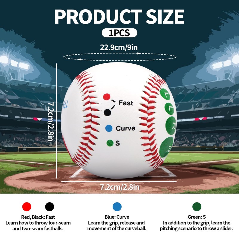 Gosknor Baseball Training Ball, Pitch Training Baseball with Finger Placement