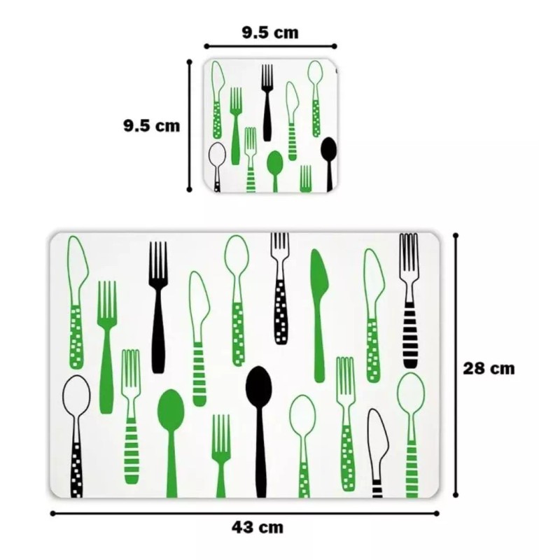 CL Juego 6 Manteles Para Mesa Con Portavasos De Fácil