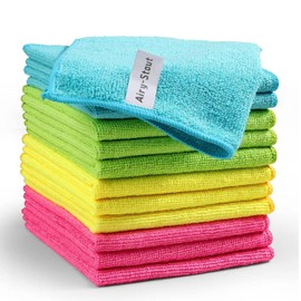 Airy-Stout Microfibre Cloth 12 Pack,Reusable Kitchen Microfibre Cleaning Towels Dish Cloths,Lint Free Washable Duster Rags Cloth for Home,Windows,Car,Motorbike,32 x 32 cm