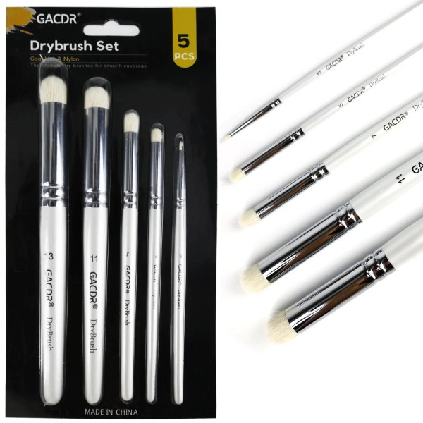 GACDR Dry Brush Miniature Painting, 5 Sizes Drybrush Set for