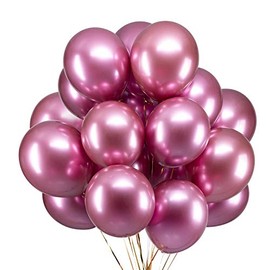 GAKA FAVOR Chrome Balloons 12inch 50 Pcs Pink Latex Metallic Balloons Thicken Helium Shiny Balloons For Weddings Birthdays bachelor Graduation Party Decorations Supplies - Metallic Pink Balloons