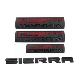 4pcs All Terrain Sierra Emblems 3D Badges Door Tailgate Replacement for 2014-2018 Sierra (Black Red)