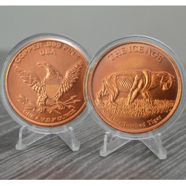 Ice Age Saber-Toothed Tiger 1 oz Pure .999 Copper Round Bullion Coin in Capsule - COA by Heavenly Metals