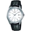 Casio Watch, Collection, Genuine Leather, Analog, Genuine Leather, black/white (date),