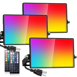 Onforu RGB LED Flood Light Outdoor 50W, Color Changing RGBW 2700K Floodlight with Remote, Stage Lighting Uplights for Events, IP66 Uplighting Outdoor Spotlight Floor Light 3 Pack