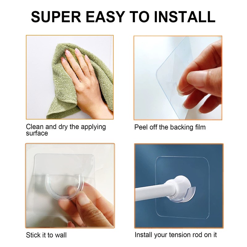 Venupple Spring Tension Rod Holder, 1.18 Inches Small Transparent Shower