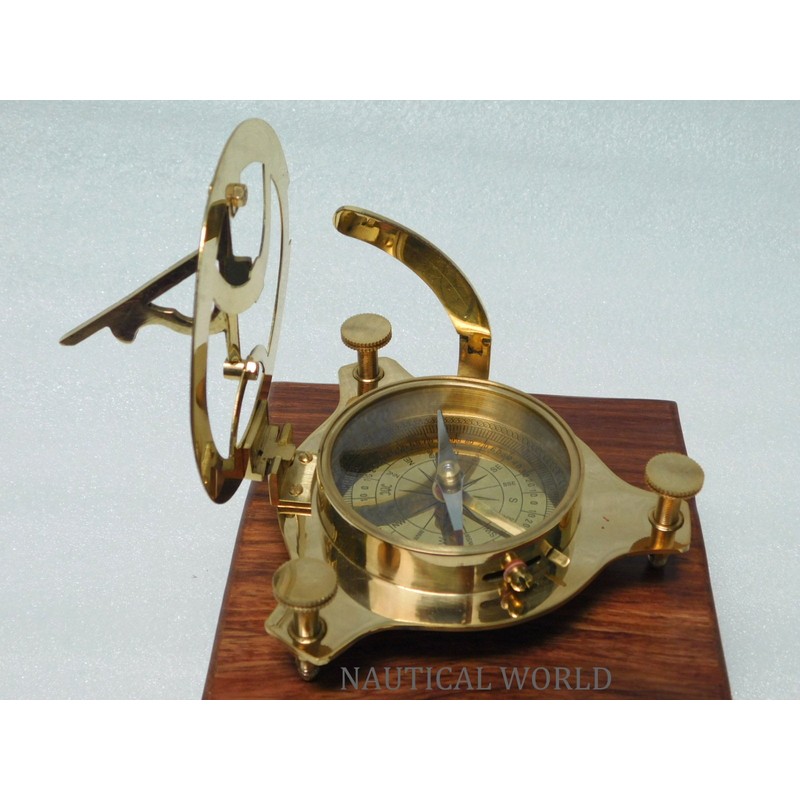 KHUMYAYAD 4" Brass Sundial Compass Fully Functional Compass nevegation Nautical