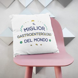 Mugffins Kissen mit Füllung mit Spruch für Arzt FÜR VERDAUUNGSMEDIZIN - Auf Italienisch - Miglior del Mondo - 40 x 40 cm - originelles und lustiges Geschenk Mitarbeiter