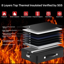 JHSafer Fireproof Document Box with lock, File Organizer with Fireproof Zipper, Hard Shell Fireproof & Waterproof Storage box, Portable Safe for Home, Important Documents, Laptop, Black