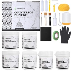 Smalltongue White Marble Countertop Paint Kit(Including Epoxy Resin), All-IN-ONE Set, Cover Up to 35 SQ. FT., For Marble, Granite, Formica, Laminate, Ceramic Tile etc.