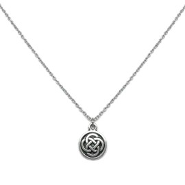 Loralyn Designs Small Pewter Celtic Knot Charm Pendant Necklace 24 Inch Stainless Steel Chain