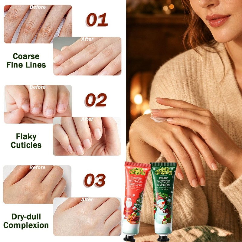 8Pcs Christmas Hand Cream & Lip Balm, Stocking Stuffers, Christmas