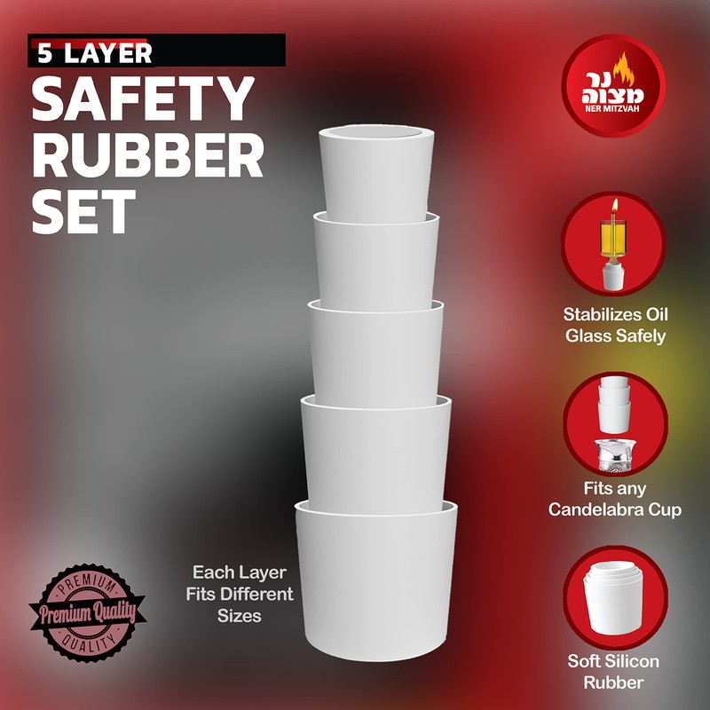 Ner Mitzvah Safety Rubber Set for Oil Candle Cups -