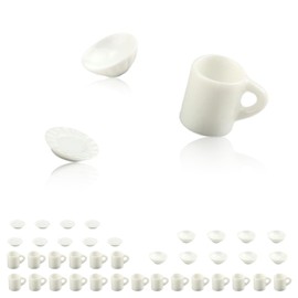 WJUAN Miniature Tableware, 40 Pieces, Dollhouse Tableware, Simulation Modeling, Cute Style, Branches/Plastic Dollhouse Accessories Plates, Suitable for Role Play, Scene Accessories, Table Decoration