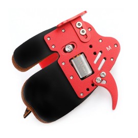 Wolfman Archery Finger Tab Genuine Leather Finger Guard Protector Gear with Aluminum Plate Adjustable Finger Guard Protective Gear for Recurve Bow Shooting (Red, L)