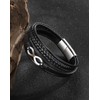 Edulex Mens Cuff Infinity Bracelet - Silver Stainless Steel Black