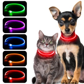 Kpuplol LED Dog Collar, Dog Light, Walking, Puppy, Collar, Dog Training Collar, For Small, Medium, Large Dogs, Pet Supplies, TPU Material (Visible From 500 m) Ahead, Pet Night, Safety, Waterproof,