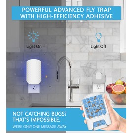 WowCatch Flying Insect Trap for Indoors, Bug Killer Light Trap for Fruit Flies, Gnats, Moths, and Houseflies, 1 Device + 4 Refills, Best Fly Traps for Home, Kitchen, Bedroom, Plant Area, Garages