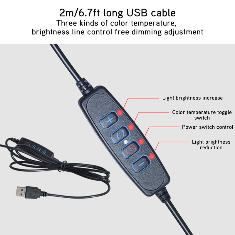 16cm LED USB Circle Light RGB Fill Light with Clamp