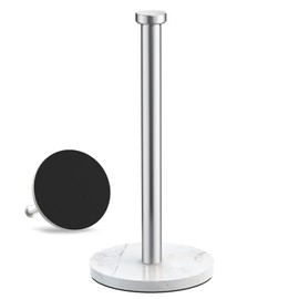 VEHHE Marble Paper Towel Holder for Kitchen Countertop, Standing Paper Towel Stand with Weighted Base & EVA Non-Slip Pad, for Bathroom or Kitchen (Silver)