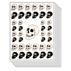Stickers Glitter Pack 10 Sheets Black White Skull Sticker Vinyl Decal Label Decor Craft DIY Scrapbook Book Album Diary Supplies Classroom (02)