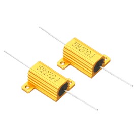 PATIKIL 5W 27 Ohm Aluminum Shell Resistor, 2 Pack Aluminum Housing Resistor Housed Case Wirewound Resistors Screw Tap Power Resistor, Golden