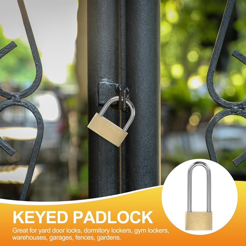 PATIKIL Solid Brass Padlocks 2", 2 Pcs Keyed Different Long