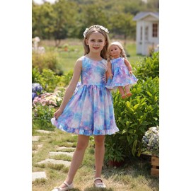 Bow Dream Girl Dresses with Matching American Girl Doll Clothes Vintage Flowers Butterfly 3-12 Years Size 110